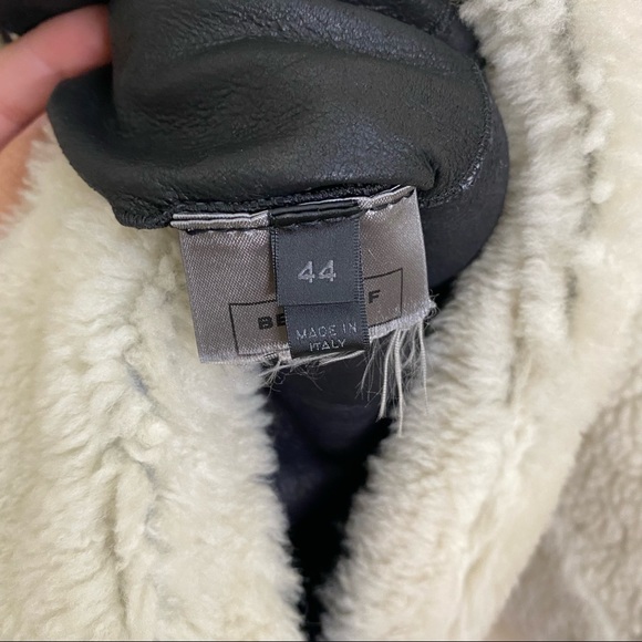 Belstaff Elmington Patent leather-trimmed shearling moto jacket black size 44 - Picture 13 of 16